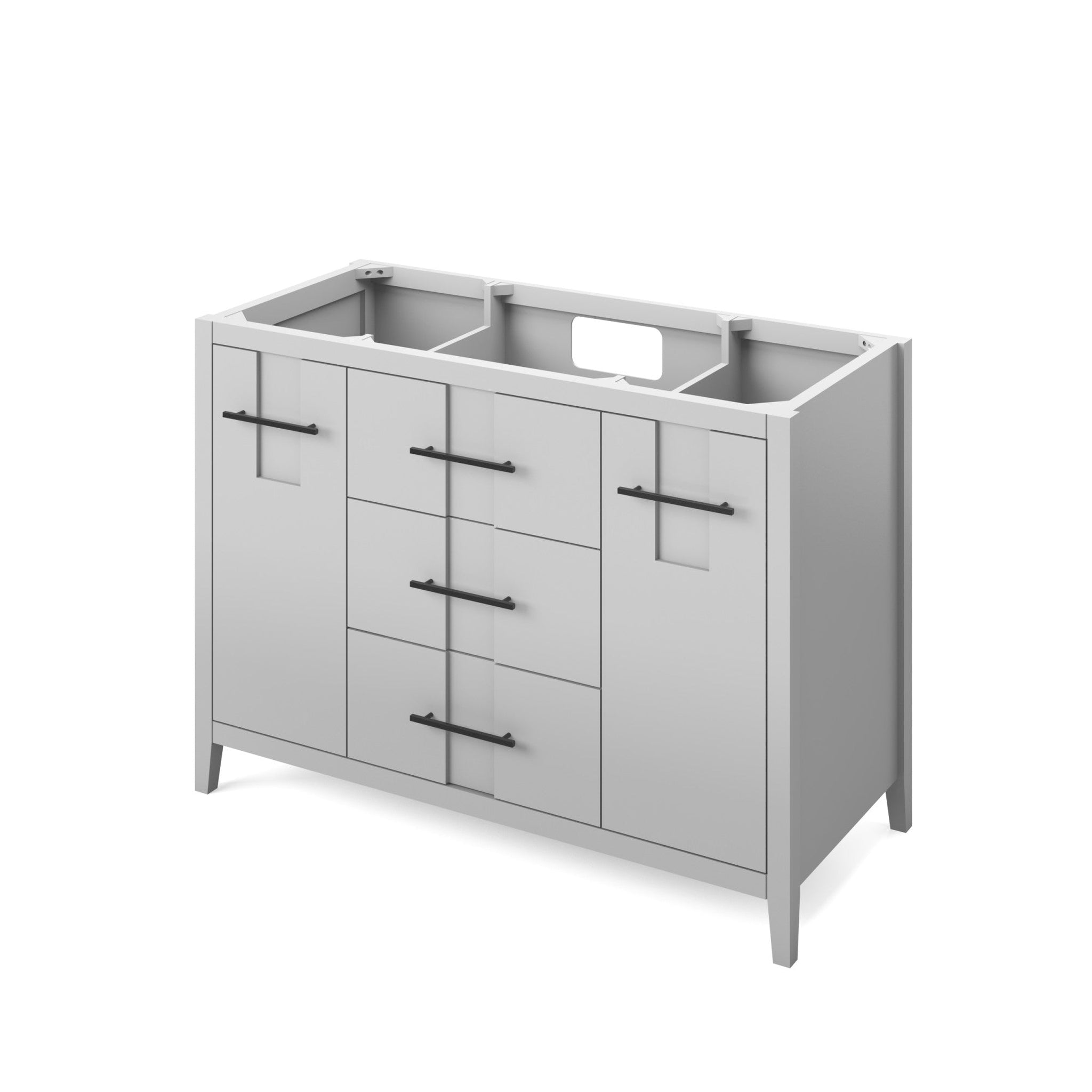 Hardware Resources, Hardware Resources Jeffrey Alexander Katara 48" Grey Freestanding Vanity With Boulder Cultured Marble Vanity Top, Backsplash and Rectangle Undermount Sink